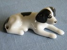 Vintage Miniature Ceramic Dog   Puppies Figurines   White W  Black Spots