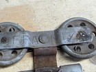 Antique Frantz Barn Door Rollers Double Wheel Hangers Pair Orig Trolley Hardware