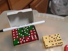 Vintage Dice Lot - Game Dice -  Box Of 12 Matched Red   Green Tiny To Standard