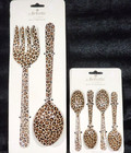 Artistic Accents Leopard Cocktail Spoons 4   Salad Servers 2 Enamel Animal Print