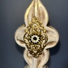 Hand Decorated French Country Fleur De Lis Decorative Bottle Vase Black Gold 