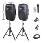 Proreck Party 15 Pa Speaker System 2000w Powered Dj Bluetooth Usb Sd Led Light