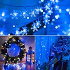Snowflake Led Christmas Lights Battery Operated With Remote - 40 Led Blue