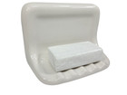 Vintage White Ceramic Soap Dish Shower Tray Holder Mid Century Modern Retro