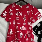 Vintage Bundle Donna Cotton Long Maxi Orange Fish Shirt Dress Xl And Black Too