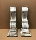 Pair Antique Large Shabby White Wood Corbel Roof Brackets Old Vtg Chic 710-26b