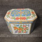 Vintage Floral Tin - By Daher Made In England Pastel Colors Trinket Jewelry Box