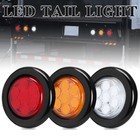Amber red 2  Inch Round 7 Led Side Marker Clearance Lights Truck Trailer Rv Lamp