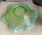 Vintage Green Glass Silverplate Bride Basket  Nice
