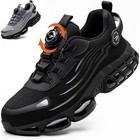 Men Steel Toe Cap Work Safety Shoes Rotating Button Comfort Breathable Sneakers