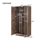 2-door Storage Cabinet Wooden Wardrobe Armoire Closet W led   4 Storage Shelves