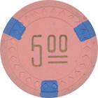 Southern Club Illegal Casino Hot Springs  5 Chip Pink With Blue Edgespots