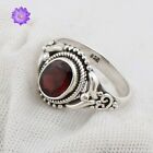 Red Garnet Gemstone 925 Sterling Silver Ring Handmade Jewelry Ring For Gift