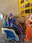 Blue Multi Color Dragon Figurine On A Resin Crystal Geode 5 25  High  71806
