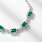 Lab-created Emerald Station Necklace S925 Sterling Silver Adjustable Chain Gift