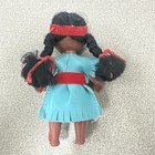 Vintage Native American Indian Doll 4    Made In Hong Kong Turquoise Dress Beaded