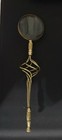 Tall Vintage Ornate Brass   Wood Magnifying Glass Twisted Handle Victorian