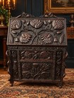 Antique Carved Davenport Desk Anglo Indian Secretary Bureau Victorian 19thc