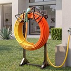 Heavy-duty Freestanding Garden Hose Holder With Tool Hooks - 160ft Capacity