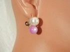 Super Cute Vintage 1950 s-60 s Faux Pearl Lucite Bead Earrings  1972jl