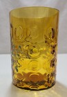 Tumbler Glass Amber Enamel Paint Flowers Thumbprint Northwood Fenton Vtg