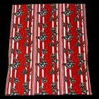 Vintage Christmas Tablecloth Holly Stripes 1960s Mid Century Modern Red Green
