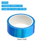 12pcs 15mmx5m Holographic Tape Adhesive Metallic Foil Masking Sticker Blue