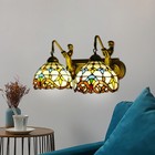 2 Light Tiffany Mermaid Vanity Fixture Wall Light Stained Glass Wall Sconce