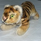 Vtg Steiff Tiger With Silver Button Stuffed Animal Toy 8 Inch No Tag Plushie