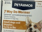 2 Boxes  Petarmor 7 Way De-wormer 4 Chewables For Small Dogs   Puppies Exp 04 26