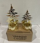 Yankee Candle Gold Christmas Tree Set Of 2 Tea Light Holder Metal Read 
