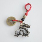 Chinese Dragon Lucky Charm Keychain Feng Shui Coin Red Cord Zodiac Gift