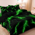 3 Piece Lightning Print Duvet Cover Set Soft Breathable Bedding Bedroom Decor