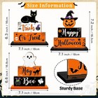 Halloween Table Signs Decorations  3 Pcs Ghost Pumpkin Bat Black Cat Vintage 
