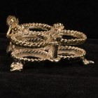 Vintage Gold Tone Brass 3-slot Lipstick Holder Caddy Woman Figurine