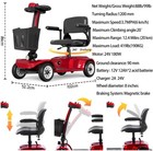 Folding 4 Wheel Mobility Scooters For Senior Adult 12miles Rang Max Load 419lbs