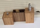 3 Piece Bamboo Bathroom Set By Modern Elegance Soap Dispenser Toothbrush Holder 