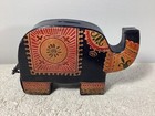 Vintage Unicef Leather Elephant Bank    piggy Bank    With Button Opener On Bottom