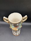 Antique Moriage Porcelain Vase Gold Handles Painted Flowers Grape Japan  12 5  