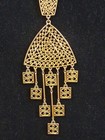 Vtg Gold Tone Handcrafted Vermeil Filigree Pendant Necklace Ornate Vg Condition 