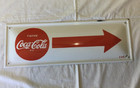 Original Early Coca Cola Arrow Porcelain Sign Spanish Tome