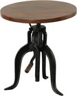 Rustic 18  Adjustable Hand Crank Wooden Side Table With Cast Iron Base