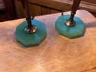 Pair Reclaimed Art Deco Jadeite   Dark Brown Catalin   Bakelite Lamps  Free S h