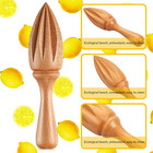 2 Pcs Wooden Citrus Reamer Lemon Hand Juicer Beech Wood Handheld Citrus Juicer