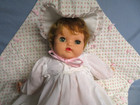 Vintage 1960s Ideal Vinyl   Cloth  baby Big Eyes   Doll 21    W  Christening Dress