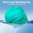 Vegovia Extra Large Long Hair Swim Cap For Braids And X-large  Green