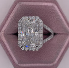 4 90ct Radiant Lab Grown cvd Diamond Split Shank Halo Engagement Ring 14k Gold