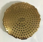 Vintage Stratton Compact - Blue   Gold With Floral Design - Scalloped Ed