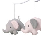 Bedtime Originals Eloise Pink gray Elephant Musical Baby Crib Mobile