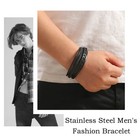 Men   s Multi-layer Vintage Leather Rope Braided Bracelet With Magnetic Buckle